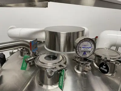 USED ABEC STAINLESS TECHNOLOGY CV-24300-1 300 LITER JACKETED CRYO VESSEL -112° F TO 280° F