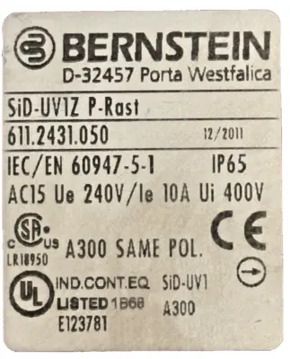 New | in-Stock Bernstein SiD-UV1Z Relays & Switches Michigan US | SB Industrial Supply #1210465