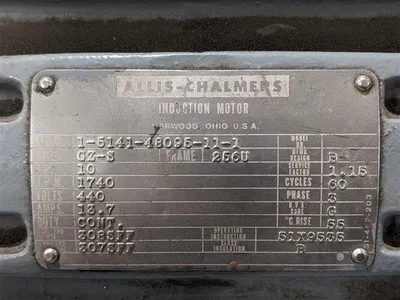 10HP Allis-Chalmers Type GZ-S Induction Motor 1740 RPM 440V Used