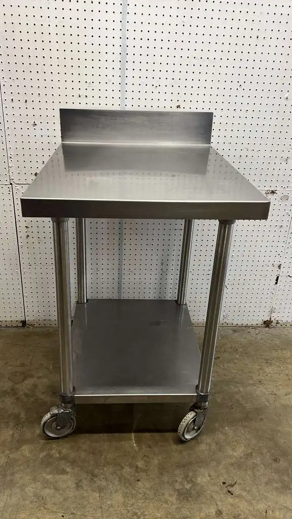 Used Falcon Restaurant Supply Used 24" X 30" Stainless Steel Table with Shelf and Casters Food Prep Tables Illinois US | Falcon Restaurant Supply #1374765