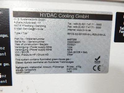 Used H.I.B. SYSTEMTECHNIC RFCS-G2-001500-W-L-R25-2-IW-UL Chillers Texas US | Aucto #1307242