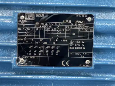 1.5 hp, 230/400 volts, 2880 rpm, 90S Electric Motor