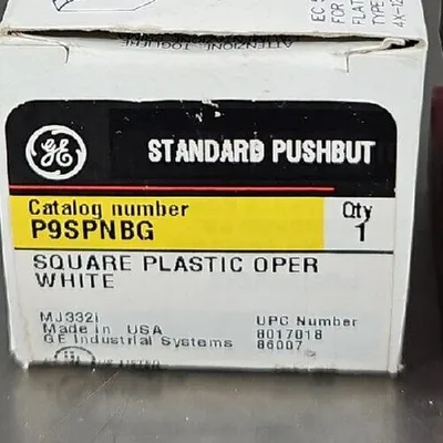 GE P9SPNBG. SQUARE PLASTIC OPERWHITE Square Pushbutton Loc 4E-2