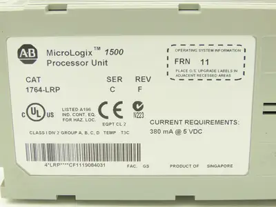 Allen Bradley 1764-LRP MicroLogix 1500 Processor Unit Ser C Rev F FRN 11