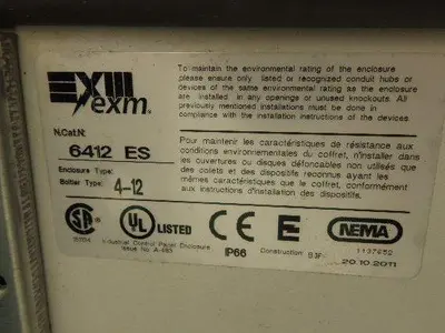 Exm 6412ES Electrical Enclosure 300x400x180mm Control Panel Backplate 12x14x6"