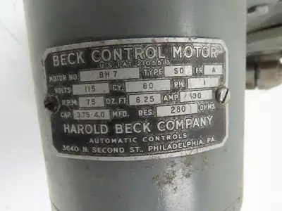 Harold Beck Company 2521-1931A Actuator 131.5:1 Ratio 30#FT. 100° in 30 Sec 115v