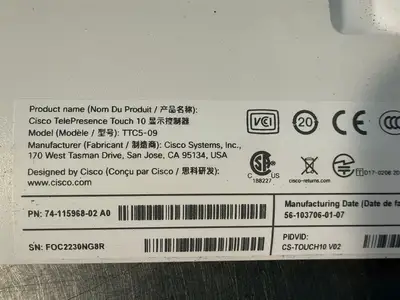 Cisco TelePresence TTC5-09 Touch 10 Control Conference 74115968-02 (3.1.1)