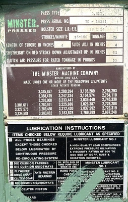 USED 1970 MINSTER MINSTER 7 PRESS