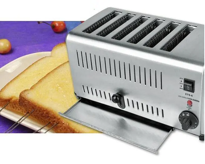 Commercial Portable Electric 6-slice Bread Toaster Machine Stainless Steel 220V
