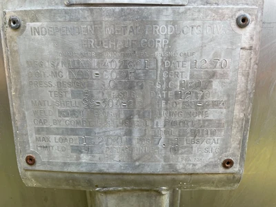 USED Stainless 2000 Gallon