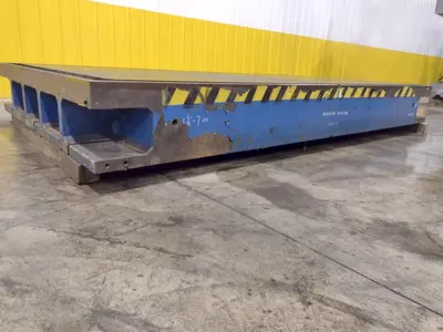 129" X 72" X 14" HIGH T-SLOTTED LAYOUT TABLE / BOLSTER PLATE: STOCK #22373