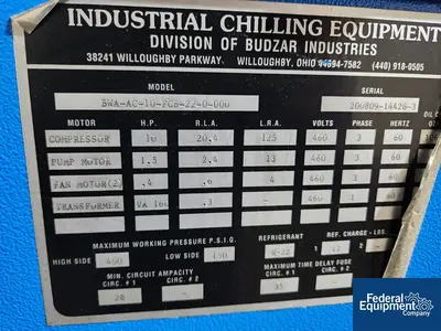 USED BUDZAR Budzar Industrial Chiller Model BWA-AC-10-FCB-22-0-000