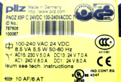 NEW PILZ PNOZ X9P C 24VDC 100-240VACDC 7NO 2NC 2SO SAFETY RELAY 787606