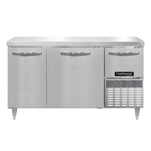 Continental DRA60NSS 60" Worktop Refrigerator W/ (3) Sections, 115v