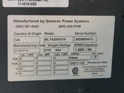 USED GENERAC MLT4200IVF4
