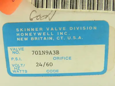 Honeywell Skinner 701N9A3BN Solenoid Valve 2-Way NC 24VAC 60Hz 650 PSI 1/4" NPT