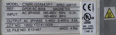 YASKAWA CIMR-G5M43P7 General Purpose AC Drives | ESS Industrial Equipment Sales (5)