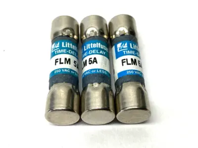 USED LITTELFUSE TIME DELAY MIDGET FUSE CLASS CC 250V 5A LOT OF 3