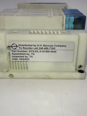 Used SMC SMC SY5-IOL-0-N74RI W/ 4 SOLENOIDS SY5400 / ONE: EX260-SIL1 SERIAL TRANSMISSION SYSTEM Parts (Hydraulics and Pneumatics) | ND Industrial Surplus #1211510
