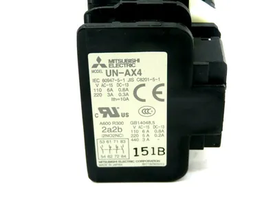 NEW MITSUBISHI UN-AX4 AUXILIARY CONTACT BLOCK UN-AX24A2B UNAX4
