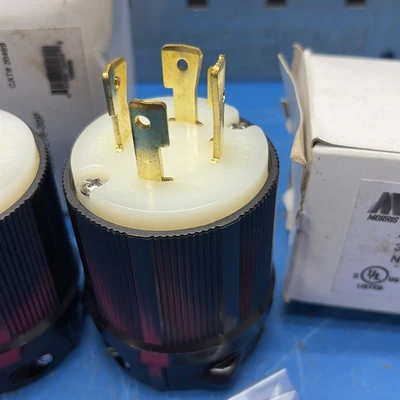 (2) Morris NEMA L16-30R30A, 480V 3P 4W Male Connectors Fast Shipping+ Warranty