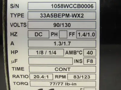 Used BODINE _UNKNOWN_ D.C. Motors Indiana US | Arrow Industrial #1055965