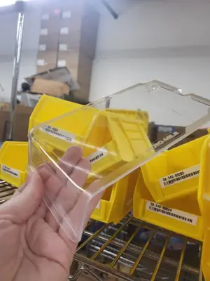 Set of 10 Yellow Plastic Storage Bins with 8 Clear Lids