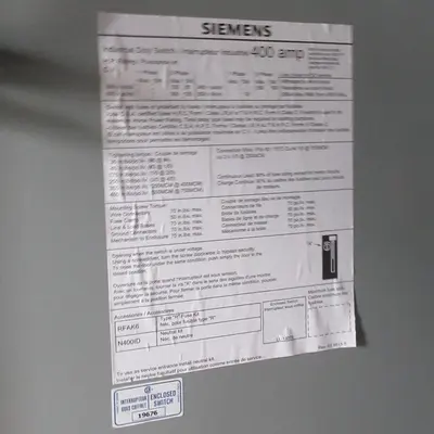 Siemens 400 Amp Fusible Disconnect