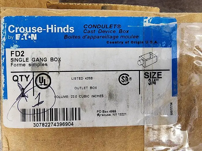 NEW CROUSE-HINDS 1/2" FD1 3/4" FD2