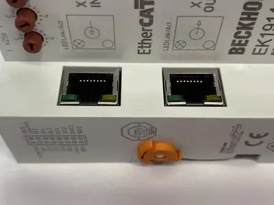 USED BECKHOFF ETHERCAT COUPLER WITH INTEGRATED DIGITAL STANDARD & SAFETY I/OS