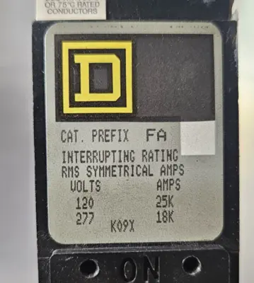 Square D FA14020C Type FA I-Line Circuit Breaker 20A 277VAC 1 Pole (BIN435)
