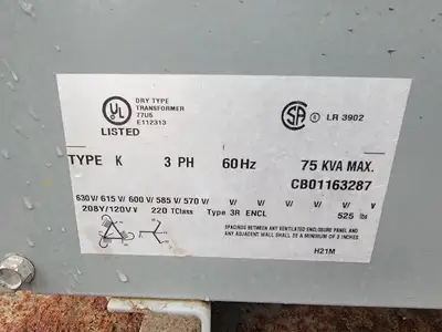 75 kVA Temporary Power Distribution Cart 600V Pri. 208Y/120V Sec.