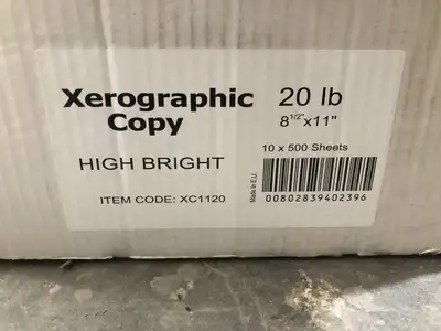 Xerographic Copy XC1120 8.5″ X 11″ Letter Copy Paper ; Bright White -NIB of 5000