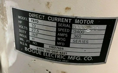 USED Bogue Direct Current Motor