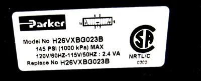 NEW PARKER H26VXBG023B SOLENOID VALVE 120/115V 50/60HZ