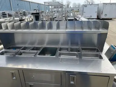 Used Falcon Restaurant Supply Used 60" Stainless Steel Condiment Station Cabinet with Trash Can Compartment - SS203 Restaurant Equipment (Miscellaneous) Illinois US | Falcon Restaurant Supply #1376235