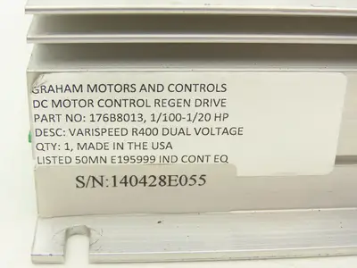 Graham 176B8013 DC Motor Speed Control SCR Drive 2Hp 90/180V Torque Regen Drive