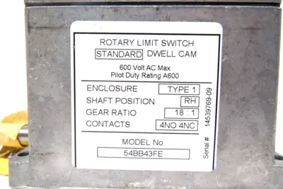 NEW HUBBELL 54BB43FE ROTARY LIMIT SWITCH
