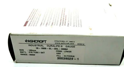 NEW ASHCROFT 10-1008-SL-02L-3000 GAUGE 101008SL02L3000
