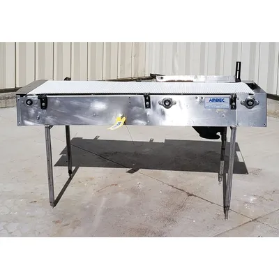 Used 20" W x 5' L Sanitary Stainless Steel Plastic Link Interlock Belt Conveyor