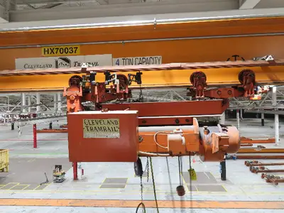 Cleveland Tramrail P&H 4 Ton Single Girder Underhung Bridge Crane 45' 10" Span
