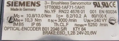 REFURBISHED SIEMENS 1FT6082-1AF71-1AA1 SERVO MOTOR 1FT60821AF711AA1