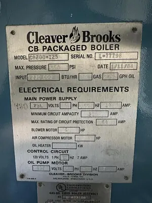 USED 1984 CLEAVER BROOKS CB200-125