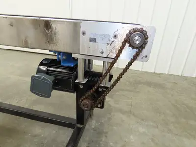Steeltek 8' 8" Portable Conveyor 12"Belt Stainless 230/460V Chain Drive 140FPM