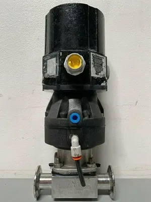 USED ITT SHEROTEC 3-WAY STAINLESS STEEL VALVE W/ POSITION MONITORS & 2" FITTINGS