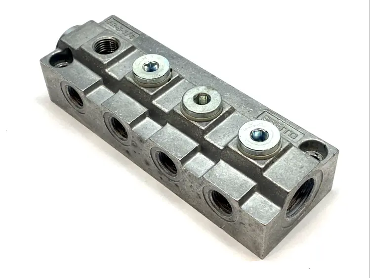 Used FESTO DISTRIBUTOR BLOCK 8-STATION MANIFOLD G1/2 INLET G1/4 OUTLETS 0–16 Parts (Hydraulics and Pneumatics) | Maverick Industrial Sales #1103588