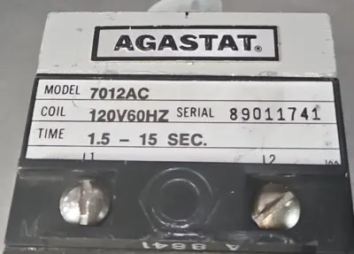 Agastat 7012AC Timing Relay 1.5-15 Seconds 120V 60Hz loc4C15