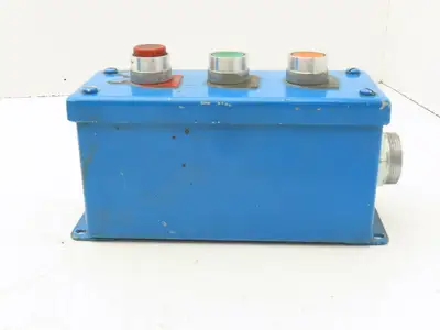 Hoffman E-3PBGX 3 Pushbutton Operator Control Station 7" Enclosure w/E-Stop