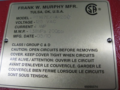 NEW Murphy PT167EX-A-200
