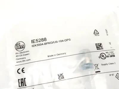IEK3004-BPKG/US-104-DPS, IE5288 | ifm IE5288 Inductive Sensor M8 x 1 Diameter M12 4-Pin IEK3004-BPKG/US-104-DPS - New